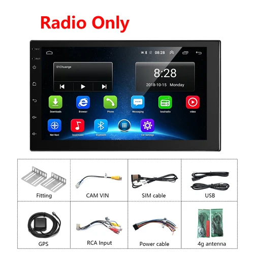 Radio Only AMPrime 2 din Автомобильный мультимедийный " Android 2G+ 32G автомобильный Радио gps навигация wifi Bluetooth FM MP5 плеер поддержка 4G LTE SIM сеть - Цвет: Radio Only