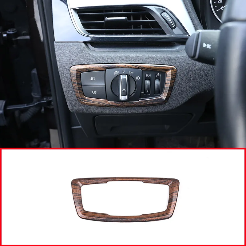 

Pine Wood Grain For BMW X1 F48 2016-2018 For BMW X2 F47 2018 ABS Head light Headlight Switch Button Trim Car Accessories