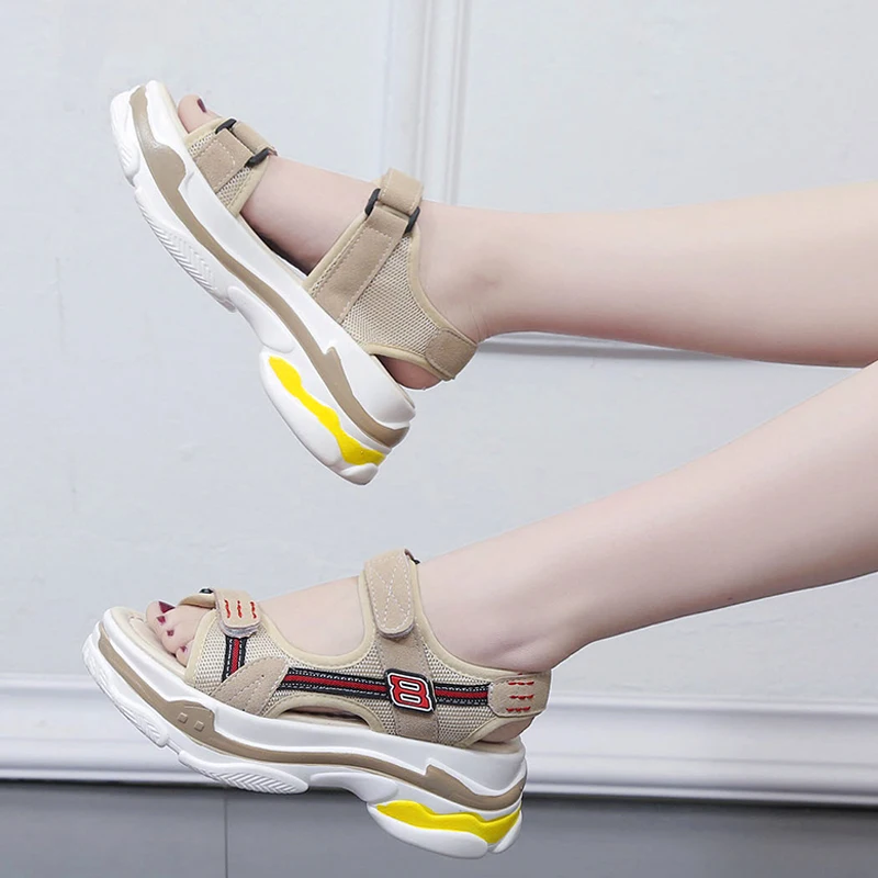 Босоножки женские сетчатые на плоской подошве спортивная пляжная обувь