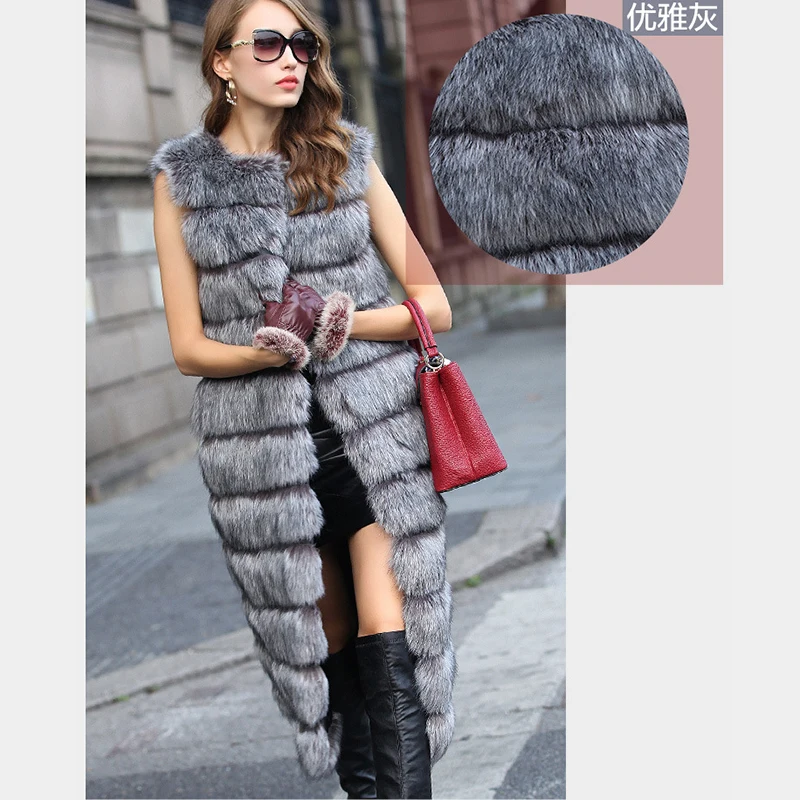 Искусственный мех высокого качества енота искусственный Лисий жилет розовый X-Long