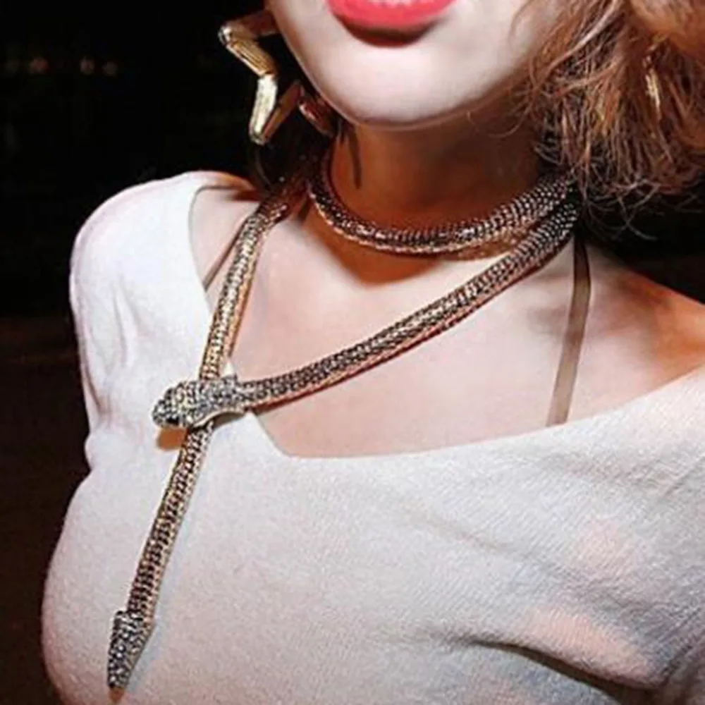 Мода Преувеличены Ювелирные Изделия Золото/Серебро Покрытием Crystal Змея Форма