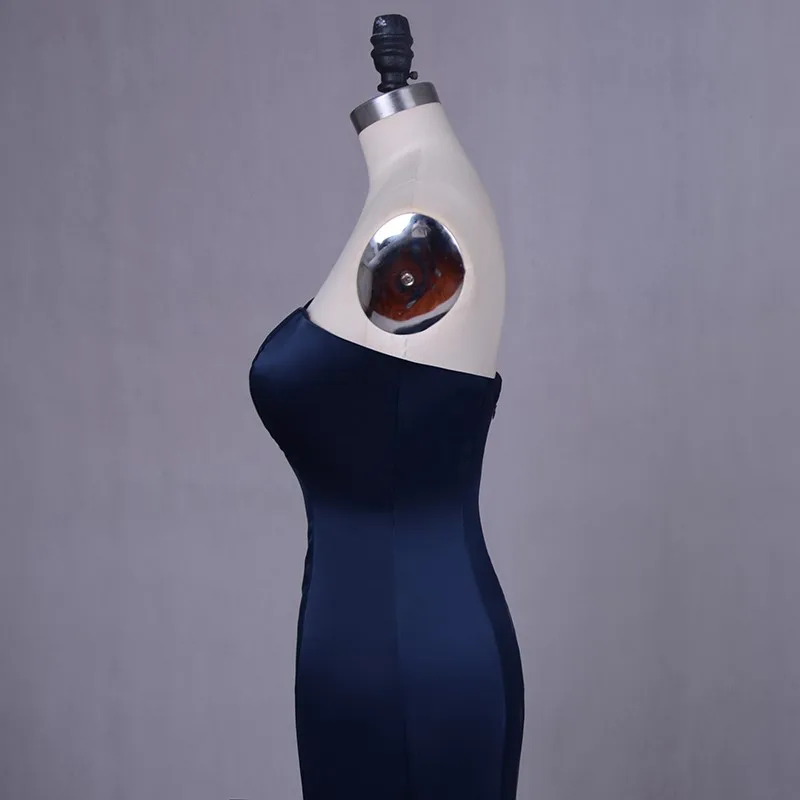 Дешевое и простое длинное вечернее платье 2018 милое темно синее Русалка для