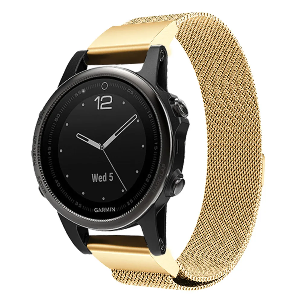 Миланские магнитные часы ремешок для Garmin Fenix 5 5S 5X20 мм 22 мм 26 мм нержавеющая сталь Металл Quick Fit Ремешки для наручных часов