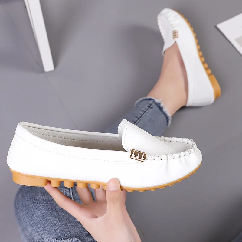 Women Ballet Shoes Flats Cut Out Leather Breathable Boat Ballerina Ladies Slip on Woman Shallow | Обувь