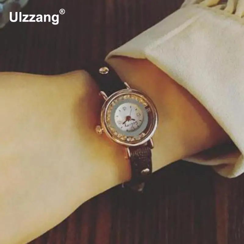 Роскошные ясно капель кварцевые женские часы небольшой свежий ретро простой