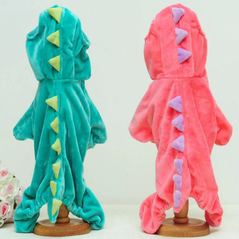 2016 зимний костюм динозавра для собаки одежда Хэллоуина зеленое теплое пальто