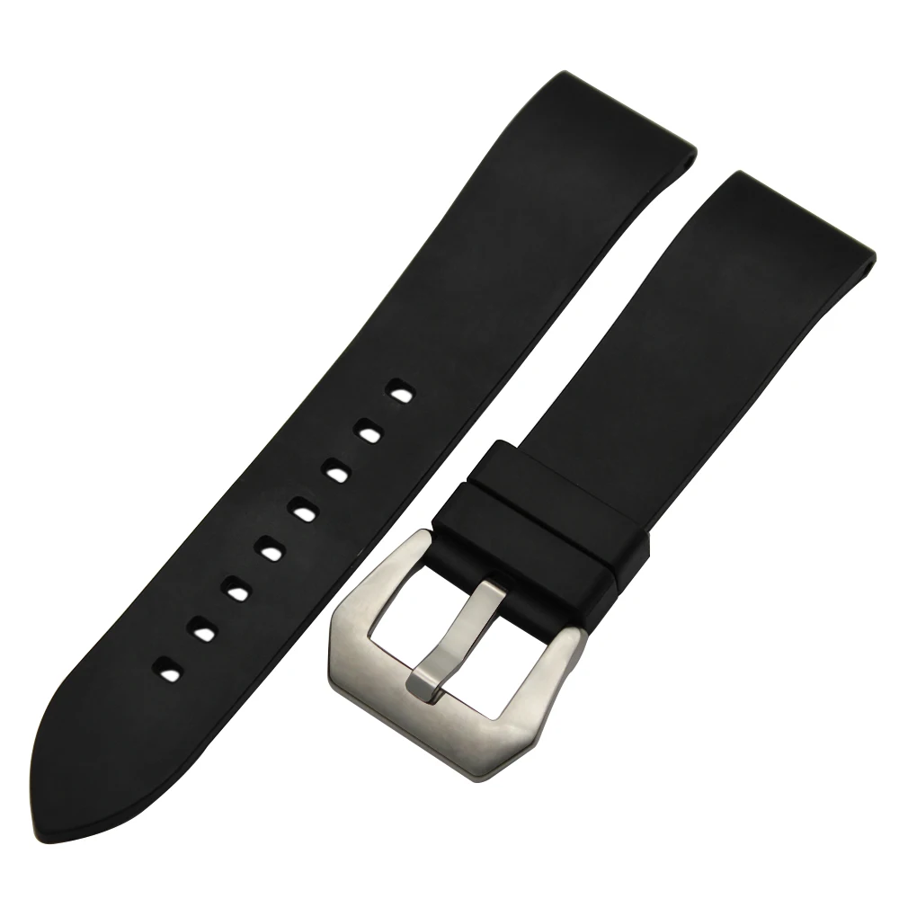 Фторкаучуковый ремешок для часов 22 мм 24 универсальный из матовой нержавеющей