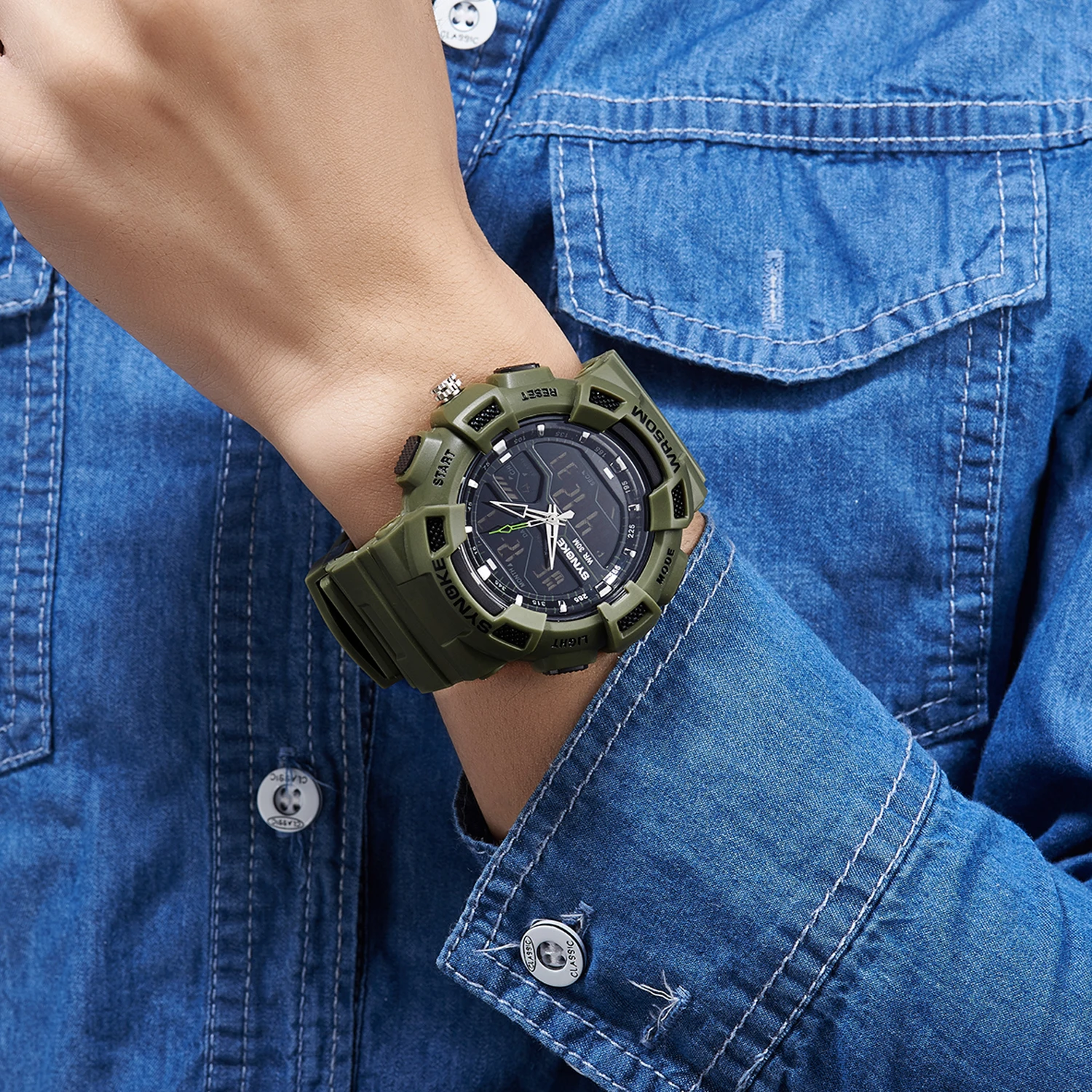 

SYNOKE Mens Digital Watches Fitness Watch Sport Water Resistant Watch LED Display Digital Watches Roman Numerals Men Wristwatch