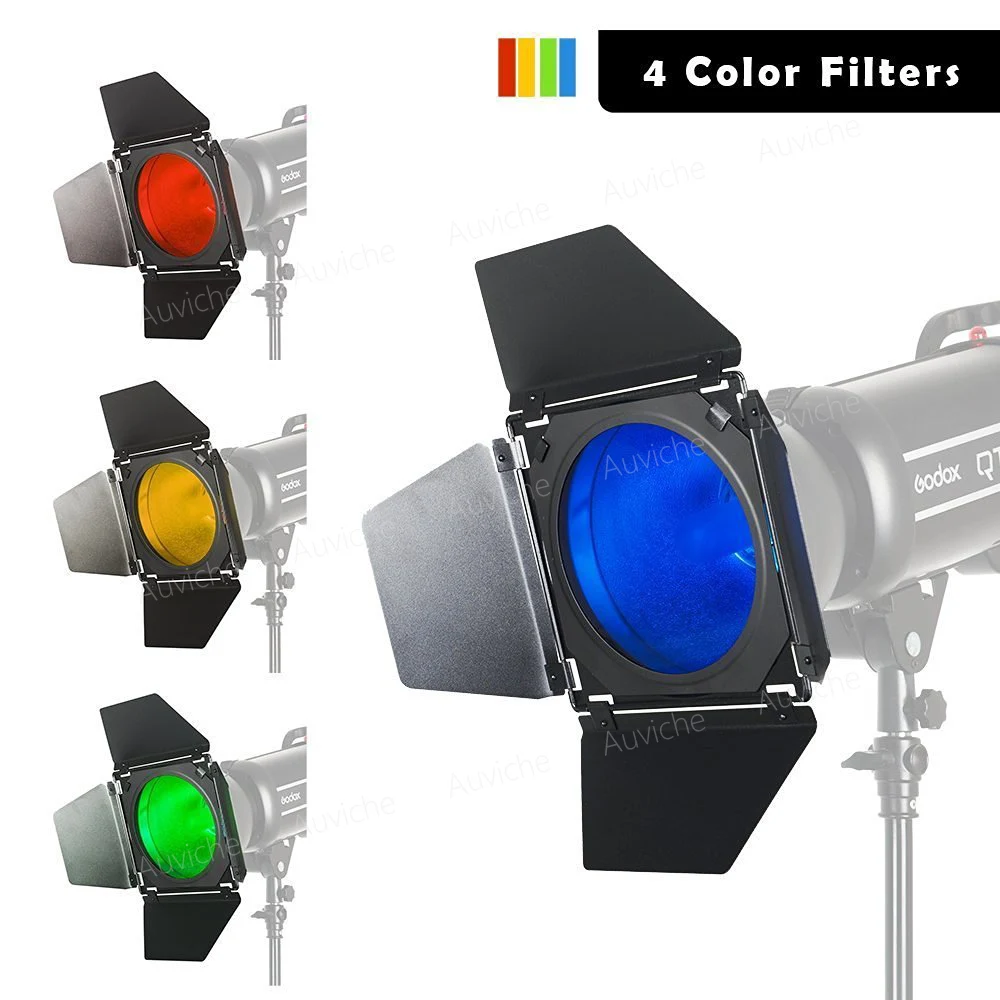 Godox bd 04 flash Barn Door Honeycomb сетки с 4 цвета гель фильтр для студии флэш Стандартный