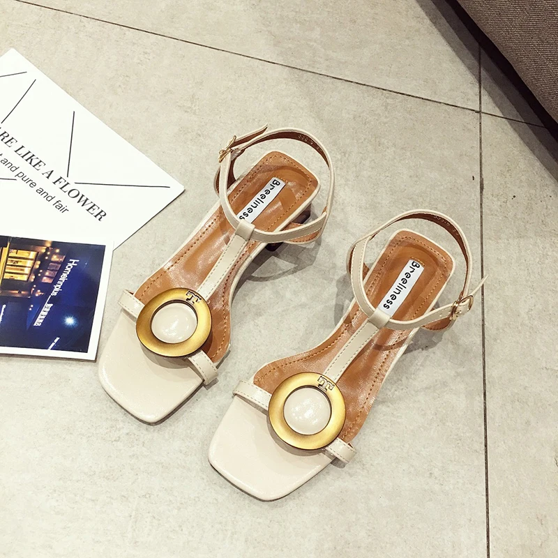 Western famous brand metal ring t-strap sandalias female summer hot narrow band gladiator sandals woman cutout sandalia shoes | Обувь