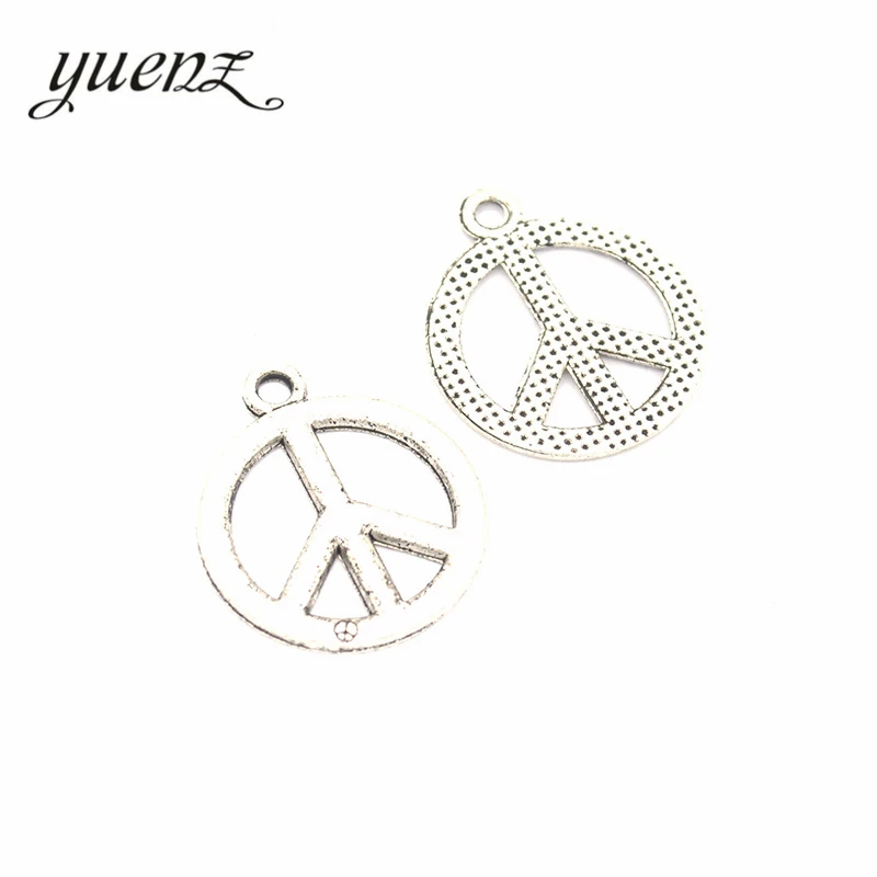YuenZ 10pcs Alloy Metal Antique Silver color peace Pendants Charms DIY Jewelry Findings For Necklace Making 27*23mm J129 | Украшения и