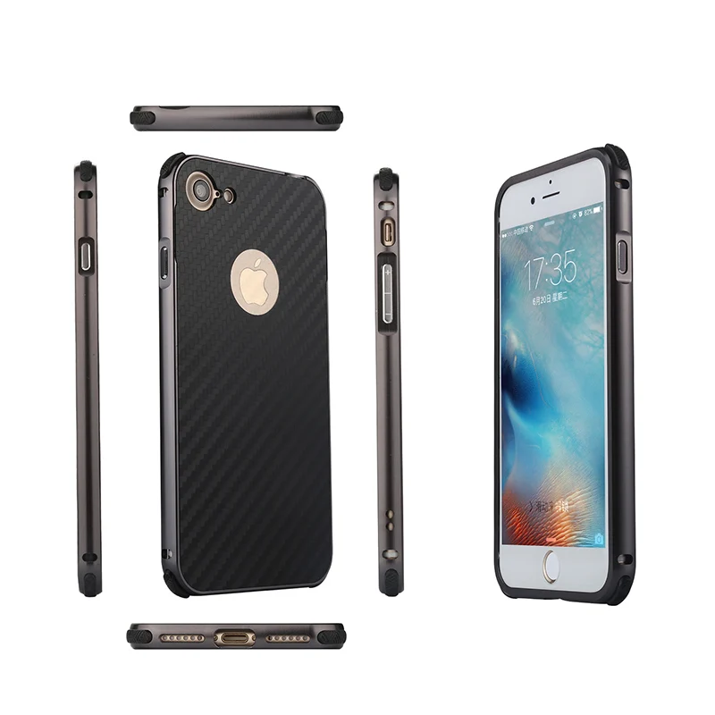 Zeallion для iPhone 7 4.7 &quotРоскошные Покрытие Алюминий металла Рамки + Карбон Волокно