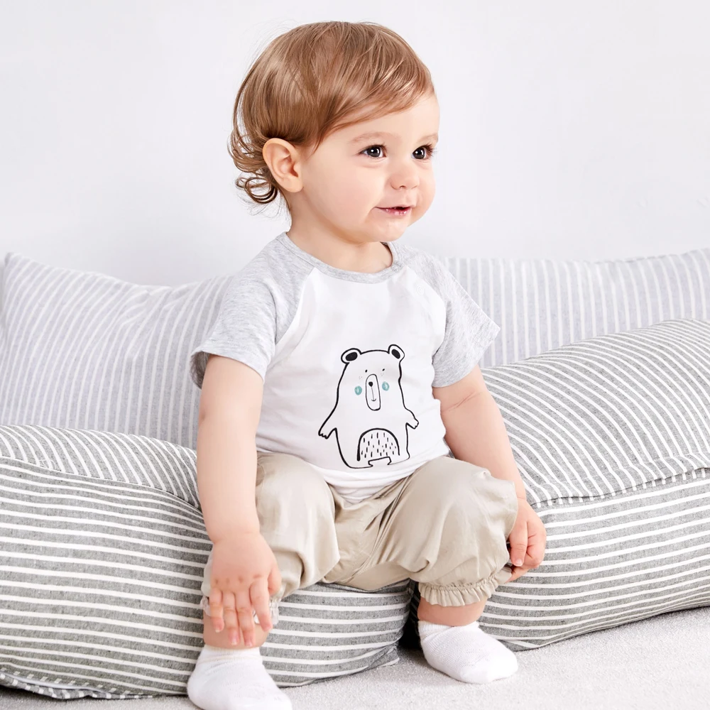 Balabala Baby boys Tops Children T shirts 100% cotton short Sleeve 2018 summer Kids Tee shirt Spring striped Brand t-shirt |