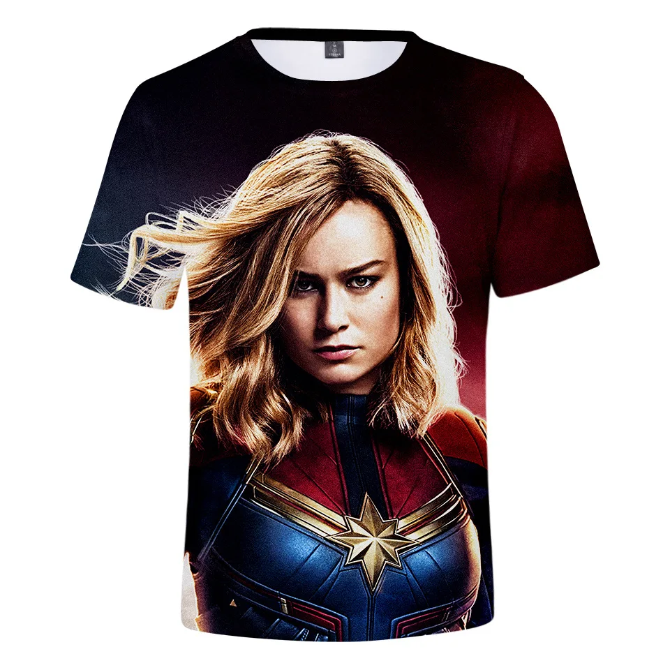Новые мстители капитан Марвел Косплей Костюм Carol Danvers Мужская и женская футболка