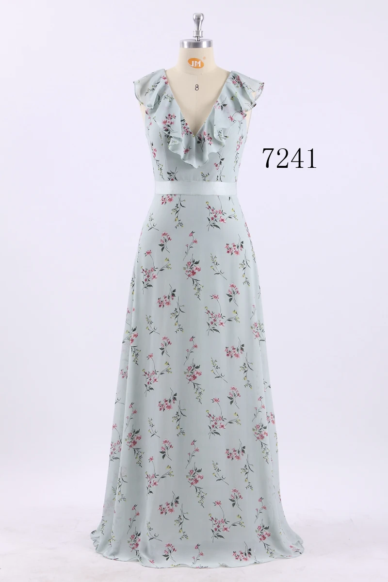 Платья подружек невесты Ever Pretty EP07241 длинное шифоновое платье трапециевидной формы с цветочным рисунком и v-образным вырезом весеннее свадебное пляжное платье женские вечерние платья