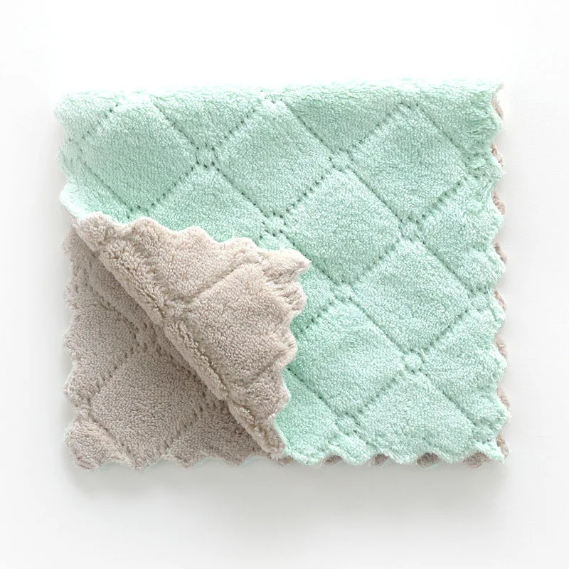 gray-Green Двухслойное кухонное полотенце из микрофибры для мытья посуды без сарая кухонные аксессуары инструменты для очистки пыли 26 - Цвет: gray-Green