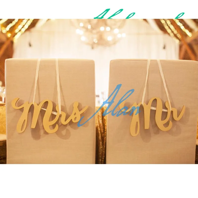 

Wedding Chair Signs - Mr & Mrs Signs for Wedding Chairs for Bride and Groom - Hanging Signs Decor