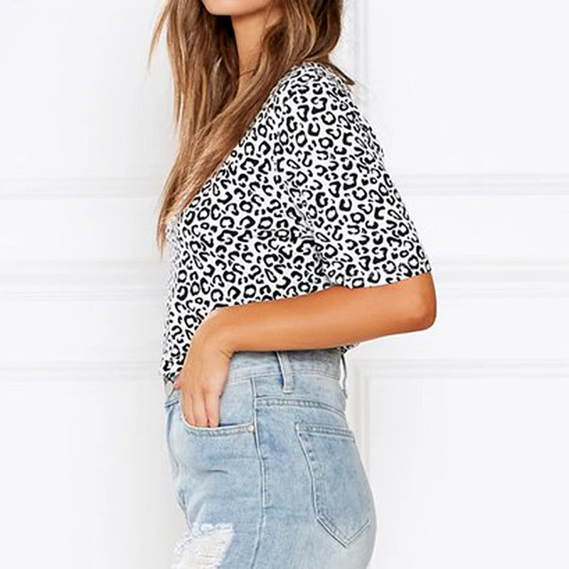 Leopard Print Women t-shirt Summer Short Sleeve Tops &amp Tees Casual O Neck Ladies Office tshirt Plus Size Womens Clothing | Женская