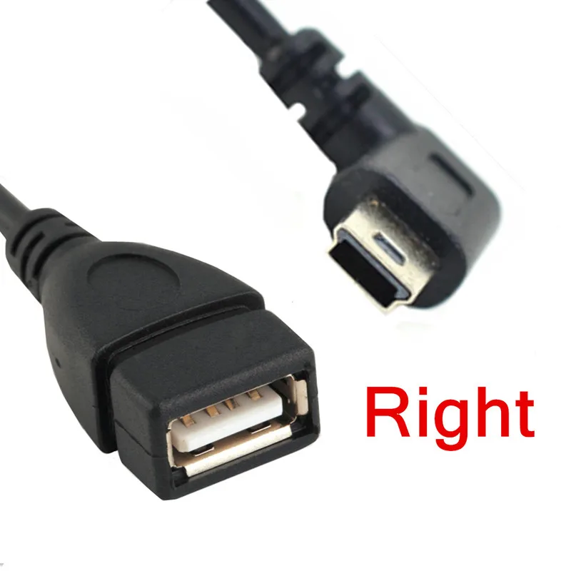 Автомобильный переходник с углом 90 градусов вправо влево и вверх Mini USB 5P папа на OTG