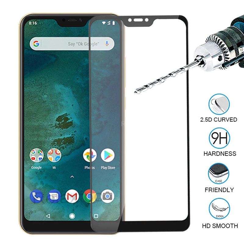 Защитное стекло на весь экран для Xiaomi mi a2 lite защитное закаленное redmi 6 pro|Защитные