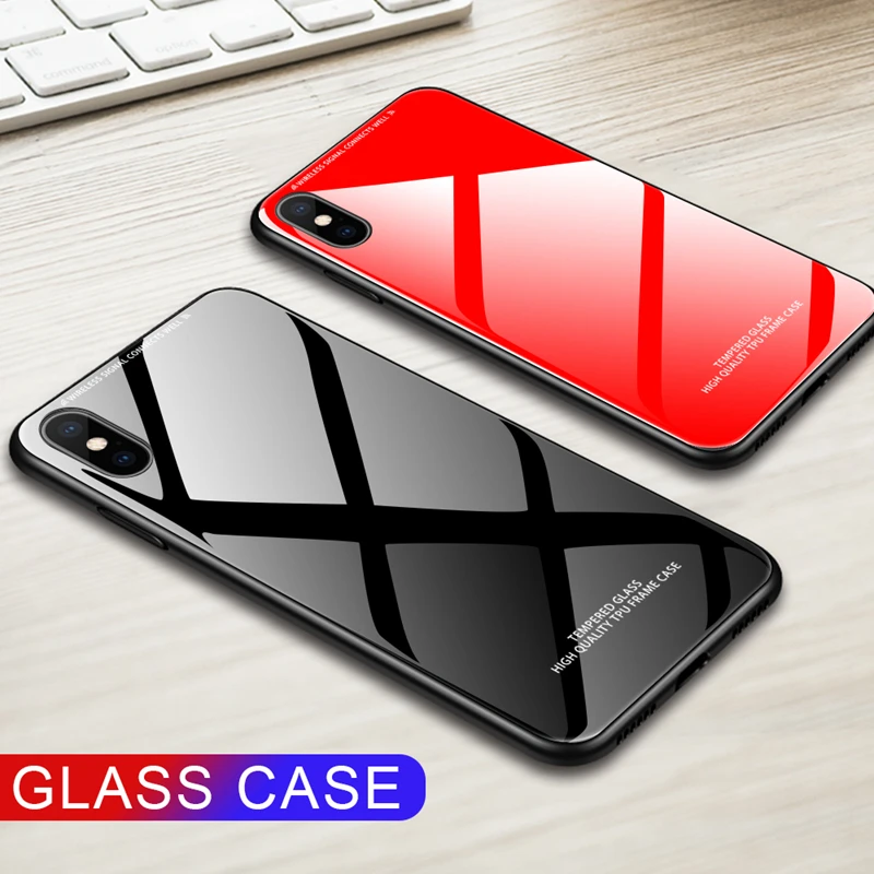 Роскошный чехол из закаленного стекла для iPhone Xs Max Xr 7 8 6s 6 Plus X 10 мягкий силиконовый