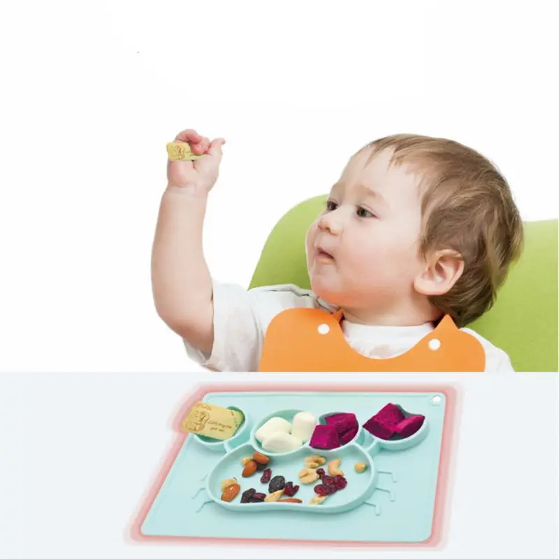 Мультяшный краб Нескользящая силиконовая тарелка для еды миска кормления