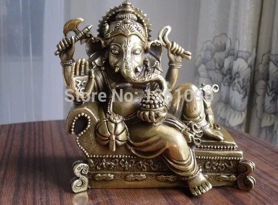 YM 312 тибетская Буддийская бронза GANESHA INDISCHER GOTT статуя на кровати