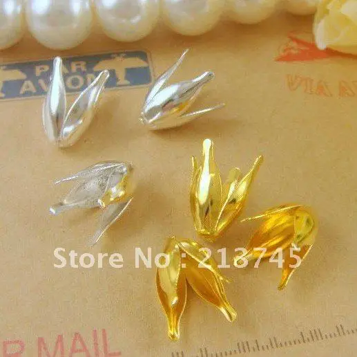

13mm Gold Plated Petunias Beads Cap Mental Jewelry Cap Findings Freeshipping!