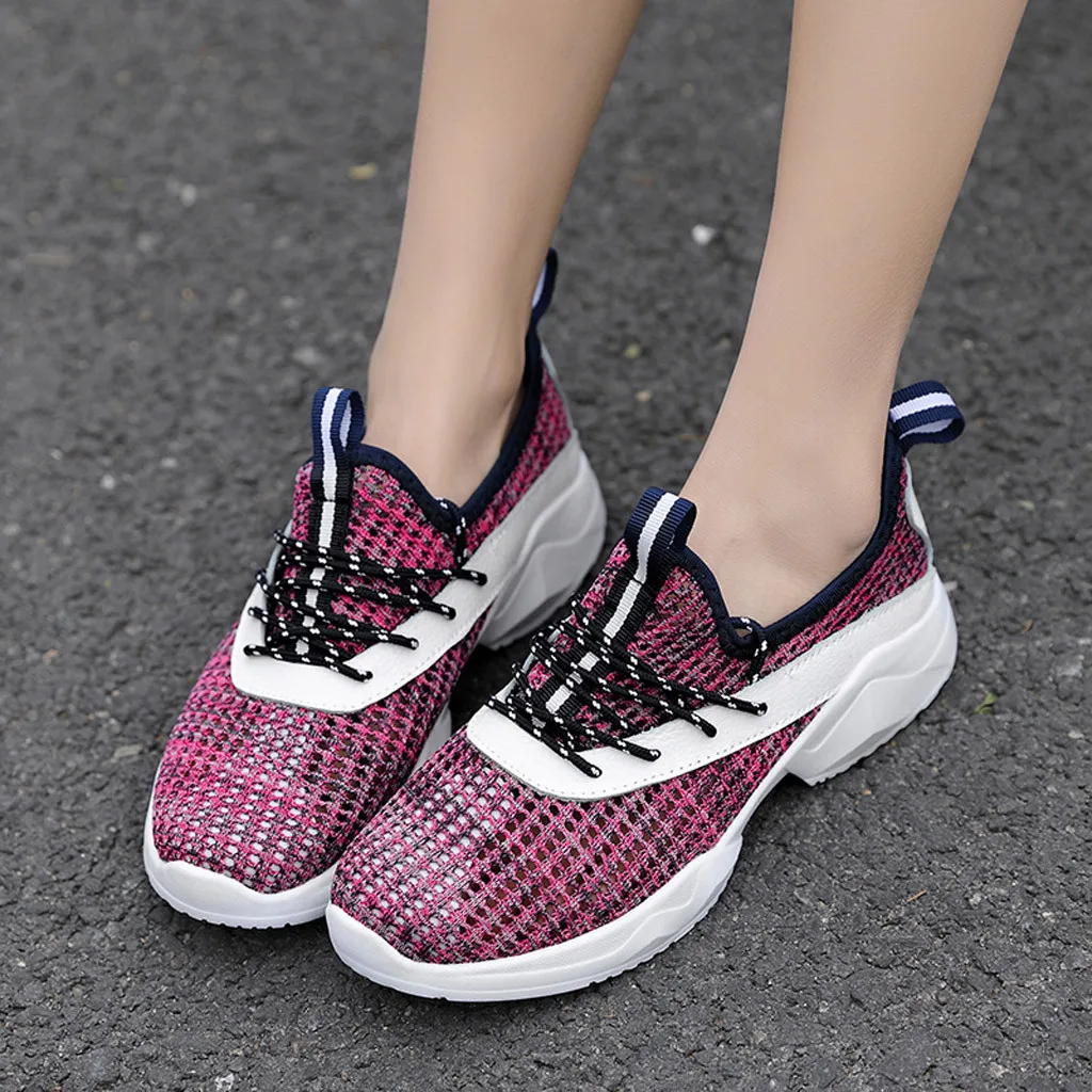 Женские кроссовки, 4 цвета, дышащая сетка, шнуровка, уличные кроссовки, Размеры 35-42, tenis feminino Zapatos De Mujer