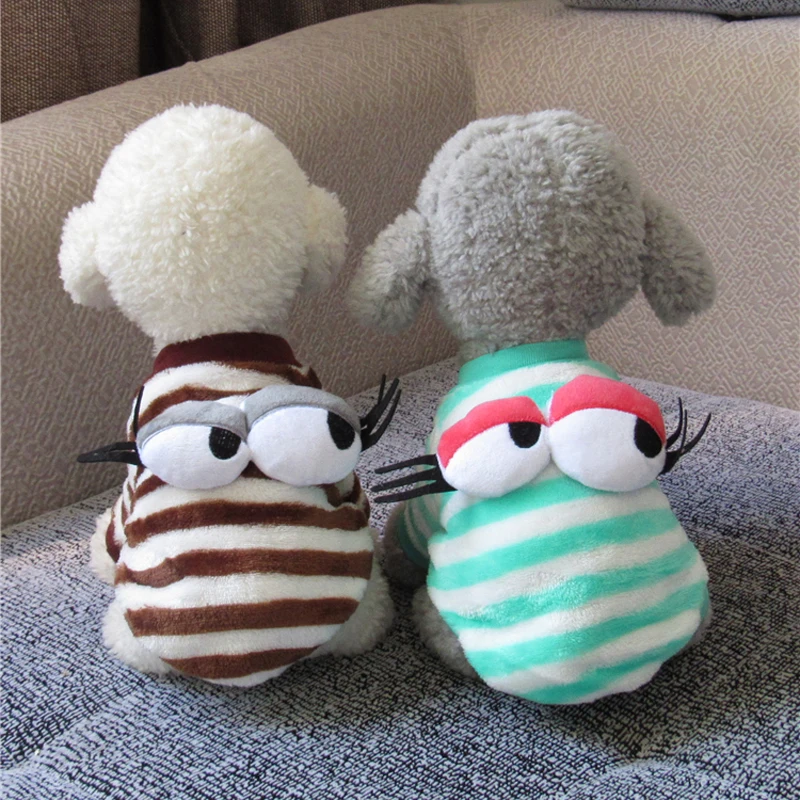 

Novelty Cute Cartoon Big Eyes Dog Clothes Winter Fleece Warm Soft Small Dog Hoodies Coat Striped Pets Puppy Chihuahua Clothing