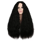 QQXCAIW женские длинные кудрявые парики, черные, коричневые, средняя часть, термостойкие волосы, синтетический парик