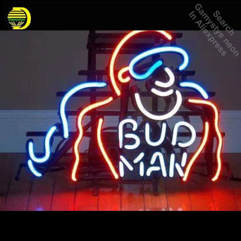 Неоновая вывеска для Bud Man неоновая лампочка дисплей бизнес-отелей стеклянная