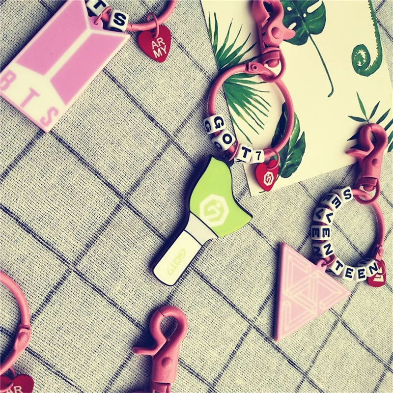 New Kpop BTS Bangtan Boys Army Fans EXO GOT7 WANNA ONE TWICE SEVENTEEN Light Stick Key Ting Bag Pendant Ring Keychain | Женская одежда