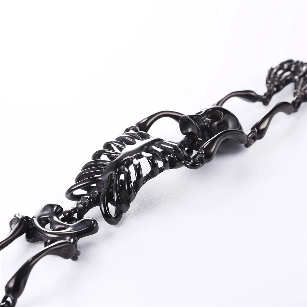 Kpop хип хоп Череп скелето винтажный браслет для унисекс ювелирные изделия
