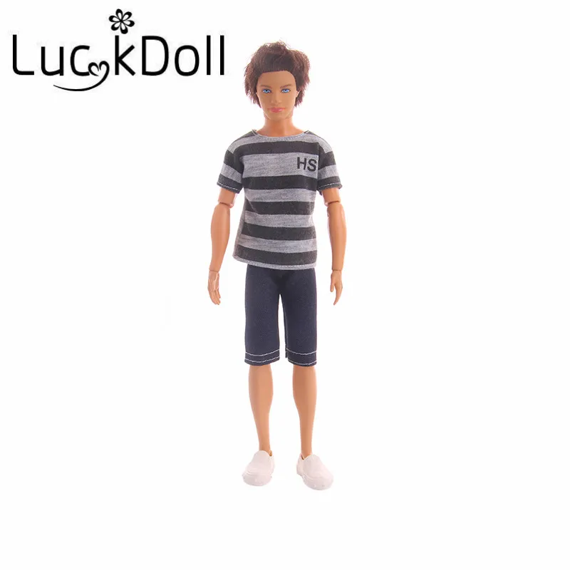 LUCKDOLL лидер продаж футболка с коротким рукавом и джинсовый костюм Одежда для