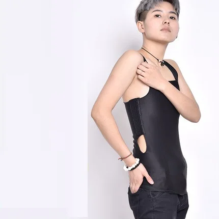 Лесбиянки Tomboy жилет Les майка отверстие корсет Длинные крюк Бесшовные укрепить