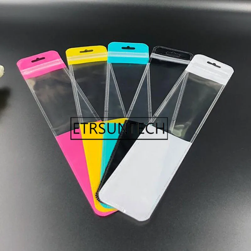 

500 шт 7x40 см прозрачный пластиковый пакет с отверстием для висячих отверстий маленькая сумка на молнии сумка для хранения ювелирных изделий/канцелярская упаковочная сумка кошелек