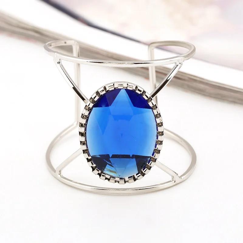 Модные трендовые металлические браслеты LZHLQ с овальным камнем простые широкий