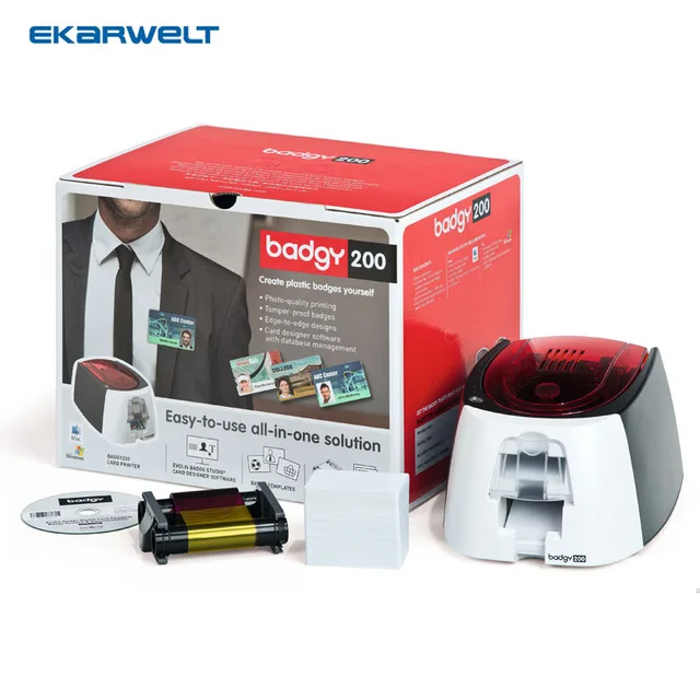 Карточный принтер Evolis Badgy200 односторонняя печать edge to 260x300 dpi USB2.0|Принтеры| |