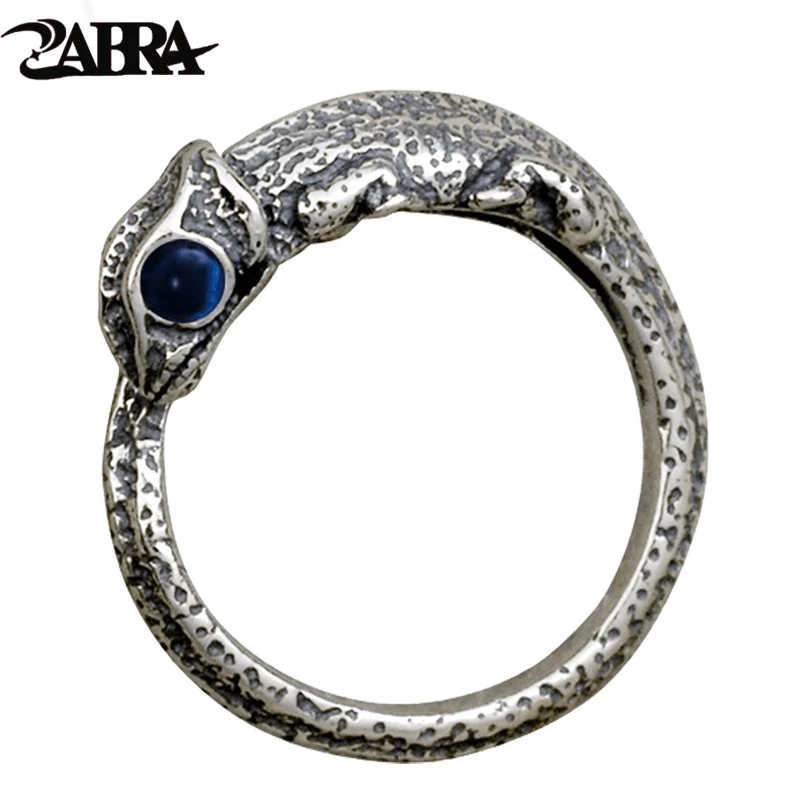 ZABRA, Ретро стиль, 925 серебро, ящерица, мизинец, кольцо для мужчин и женщин, стимпанк, крутые, голубые глаза, животное, кольцо, Стерлинговое Серебро, ювелирное изделие