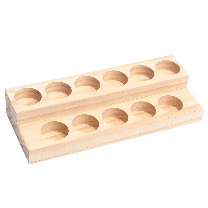 11 Holes Wooden Essential Oil Tray Handmade Natural Wood Display Rack Demonstration Station For 5-15Ml Bottles | Дом и сад