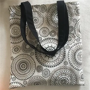 Эко-хозяйственная сумка-тоут YILE из хлопка и льна, винтажная круглая Цветочная сумка F8224