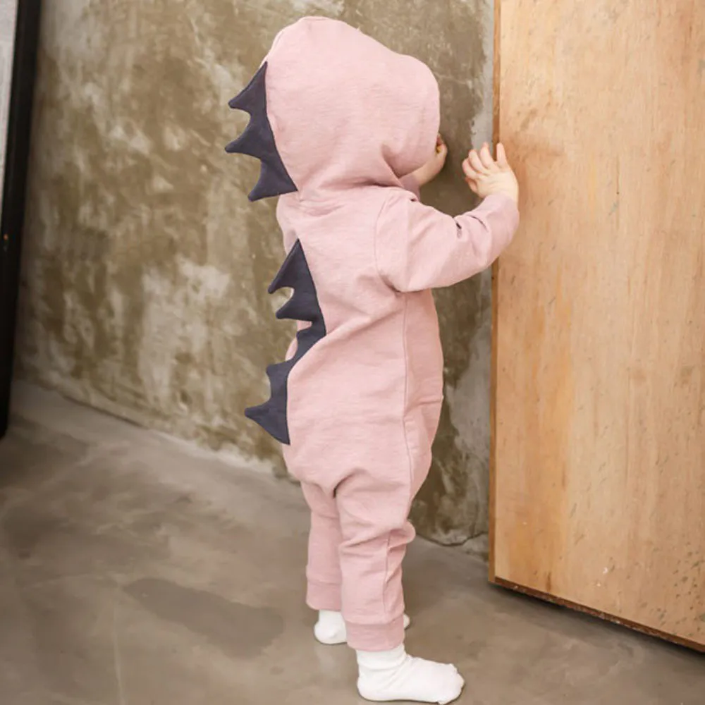 

TELOTUNY baby rompers Newborn cute cartton Romper Jumpsuit Dinosaur pattern type Hooded Romper baby clothes Z0827
