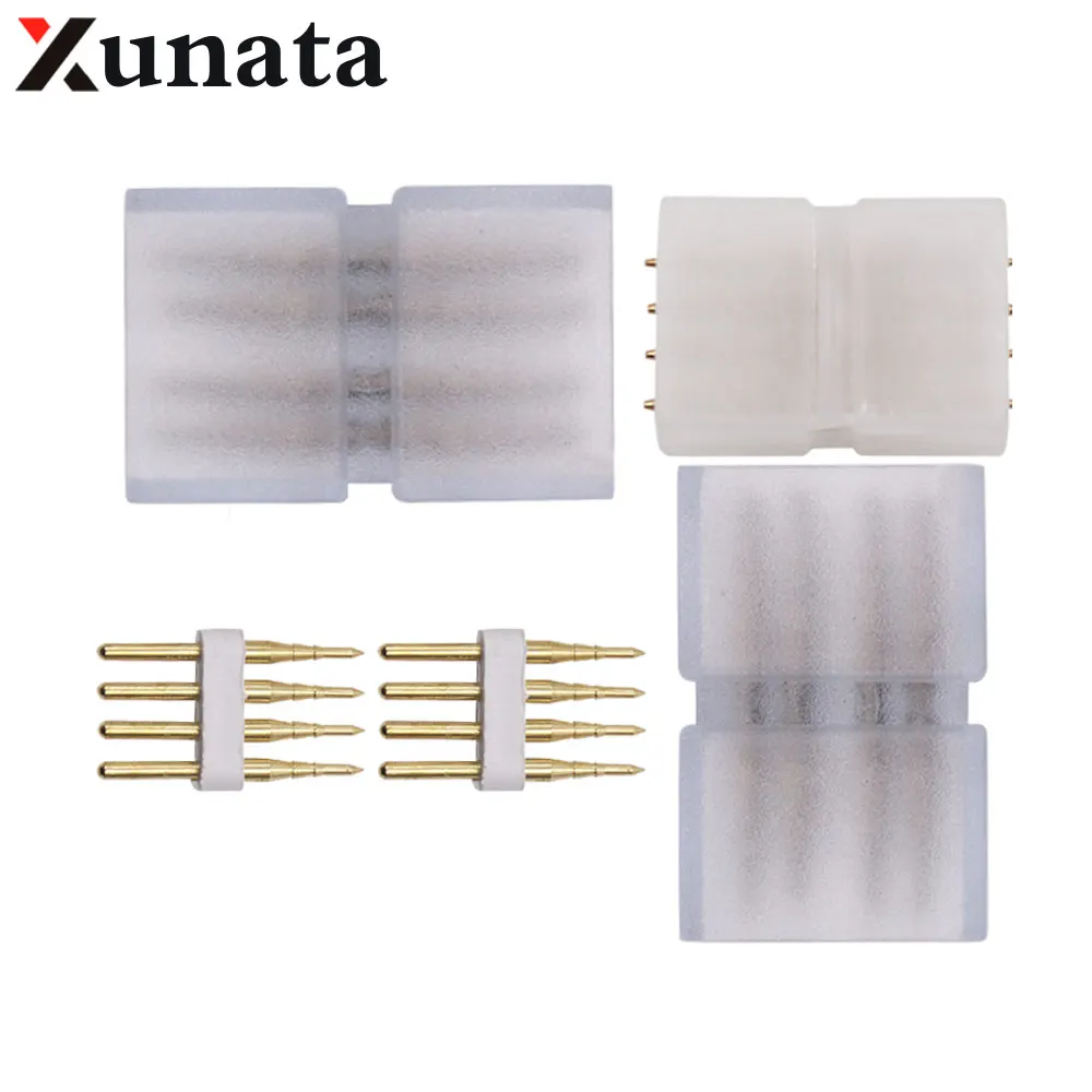 

4 PIN I Shape Corner Connector Middle Plug With Copper Needle for 110V 220V LED Strip 5050 3014 2835 5630 Single Color 10MM