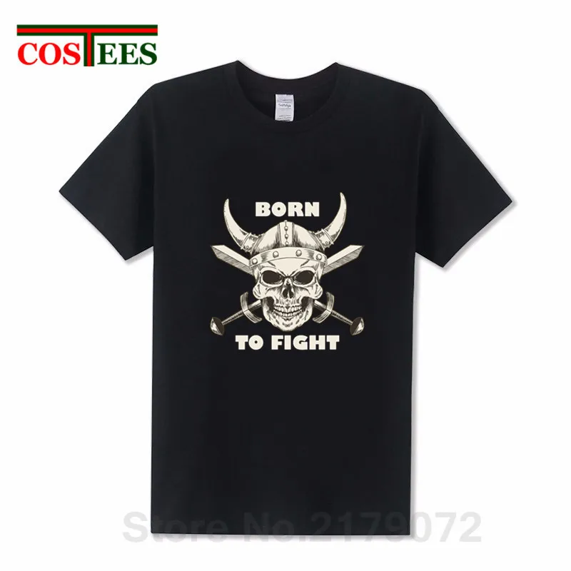 2019 череп дизайн Vestido Viking Born to Fight футболка Для мужчин Викинги воин Берсерк и