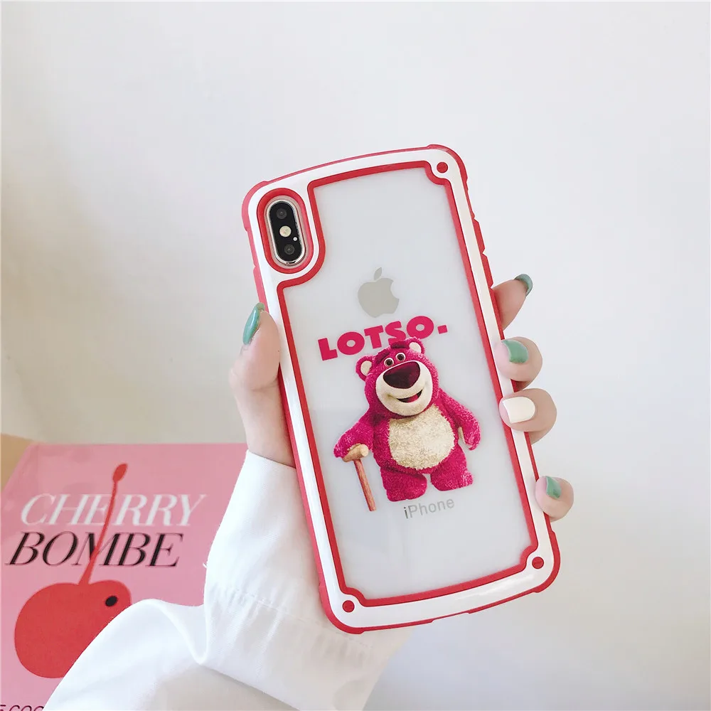 Новый милый мультфильм клубника медведь конфеты границы чехол для iPhone X XS MAX XR 6 6s 7