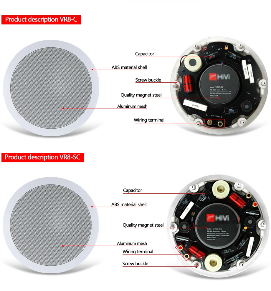 OUPUSHI VR8-C VR8-SC 10-120 Вт высококачественные встроенные динамики и настенные колонки домашние фоновые колонки потолочный динамик
