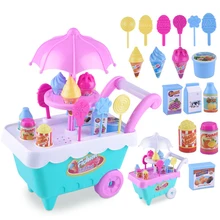 1 Set Children Kids Girl Toy Trolley Role Play Mini Simulation Birthday Gift Fun Game Candy Ice Cream Trolley Play House Toy