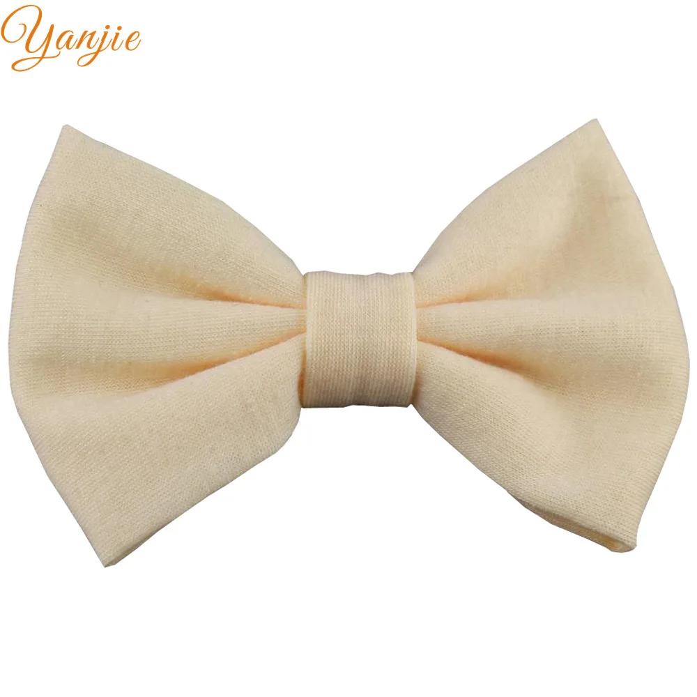 ivory 10 шт./лот, 3,8 дюймов, однотонный хлопковый бант для волос для девочек и детей, Новое поступление, хлопковые банты для волос, ободок, аксессуары для волос - Цвет: ivory