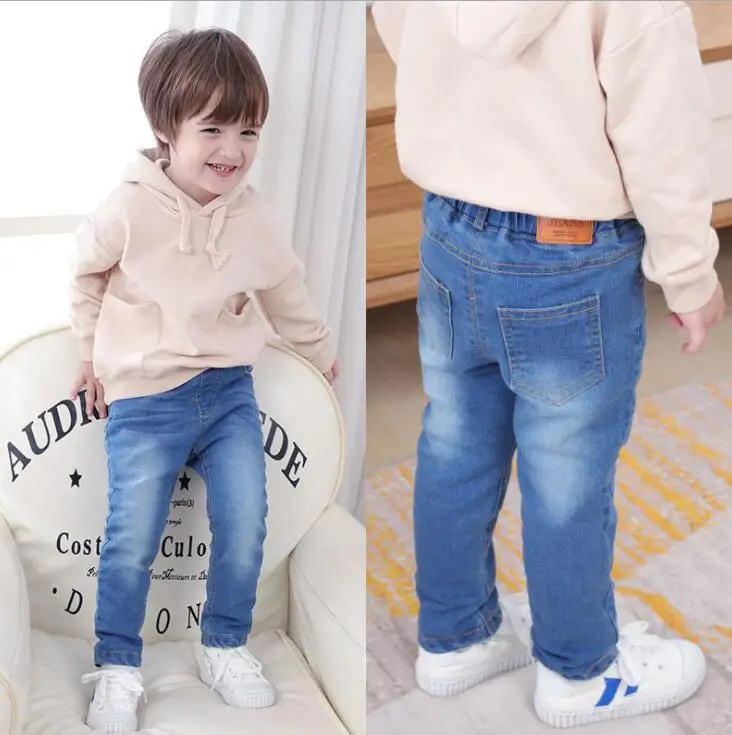 

2018 Winter Boys Jeans Thicken Boys Jeans Warm Kids Trousers Elastic Waist Demin Pants For Children Causal Baby Boys Jeans 2 6 8